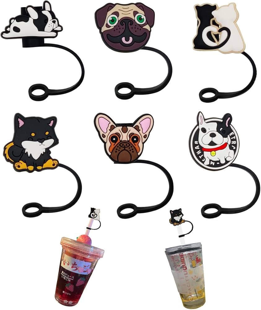 6 Pieces Cute Drinking Straw Caps Cover for 6-8 mm Reusable Drinking Straw Tips Lids Dust-Proof S... | Amazon (US)