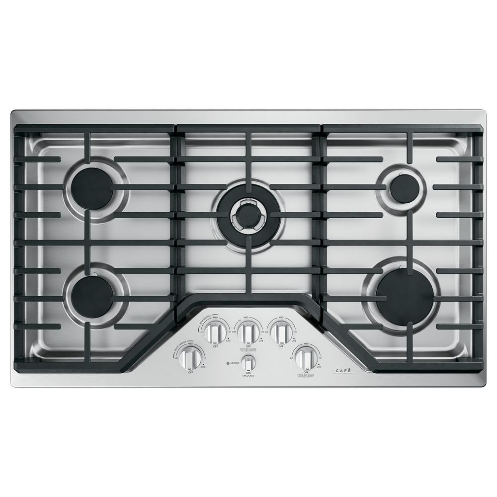 36 in. Gas Cooktop in Stainless Steel and Brushed Stainless with 5 Burners Including 20,000 BTU T... | The Home Depot
