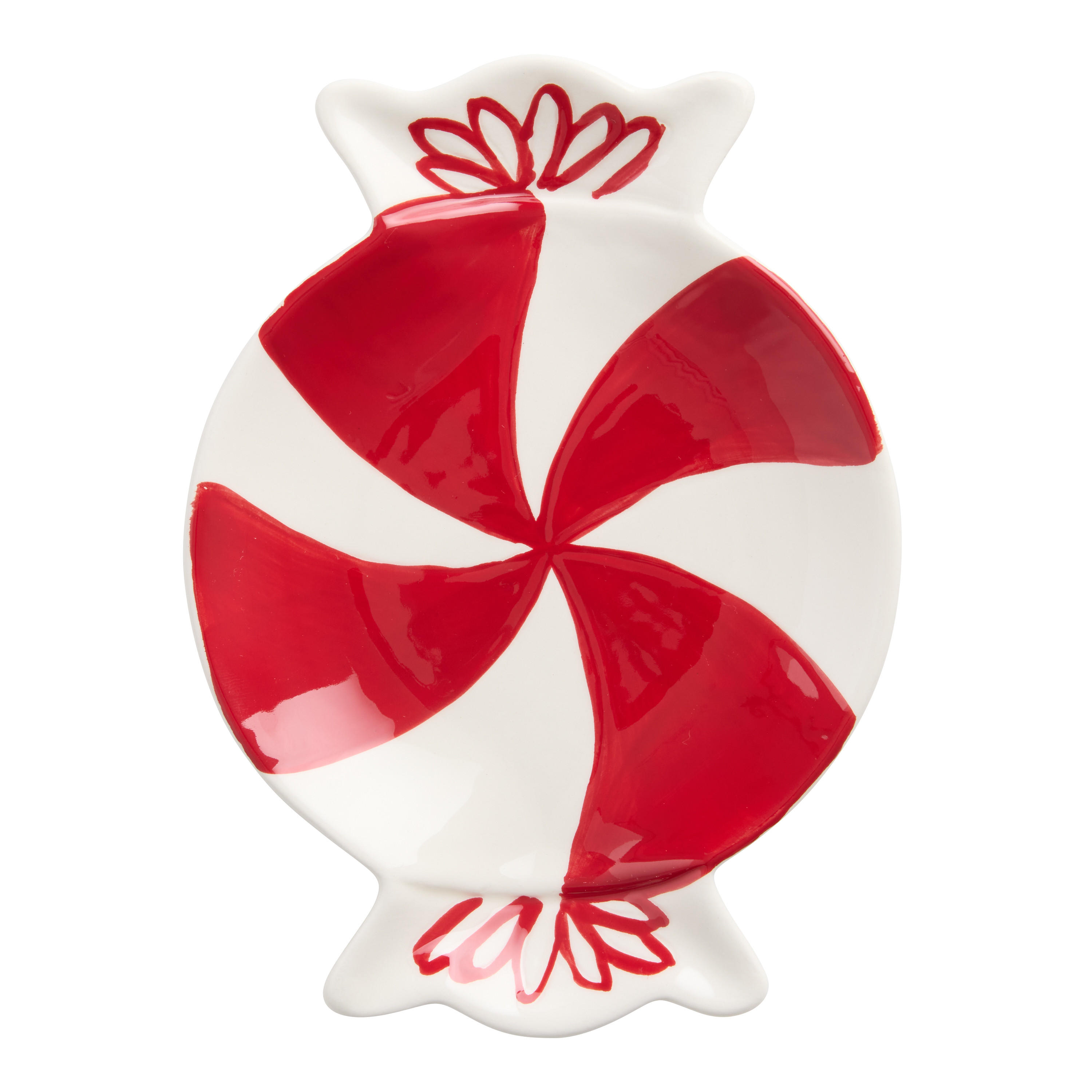 Red and White Peppermint Figural Appetizer Plate | World Market