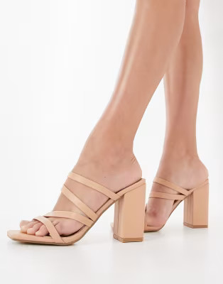 Public Desire Kalia strappy mules in beige | ASOS (Global)
