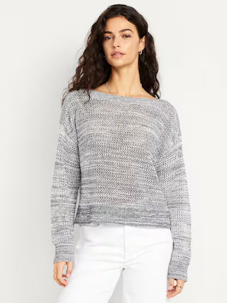 Boat-Neck Open-Stitch Sweater | Old Navy (US)