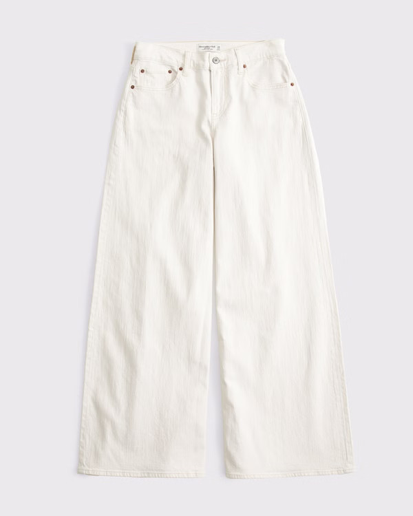 Curve Love Linen-Blend Ultra Wide Leg Jean | Abercrombie & Fitch (US)