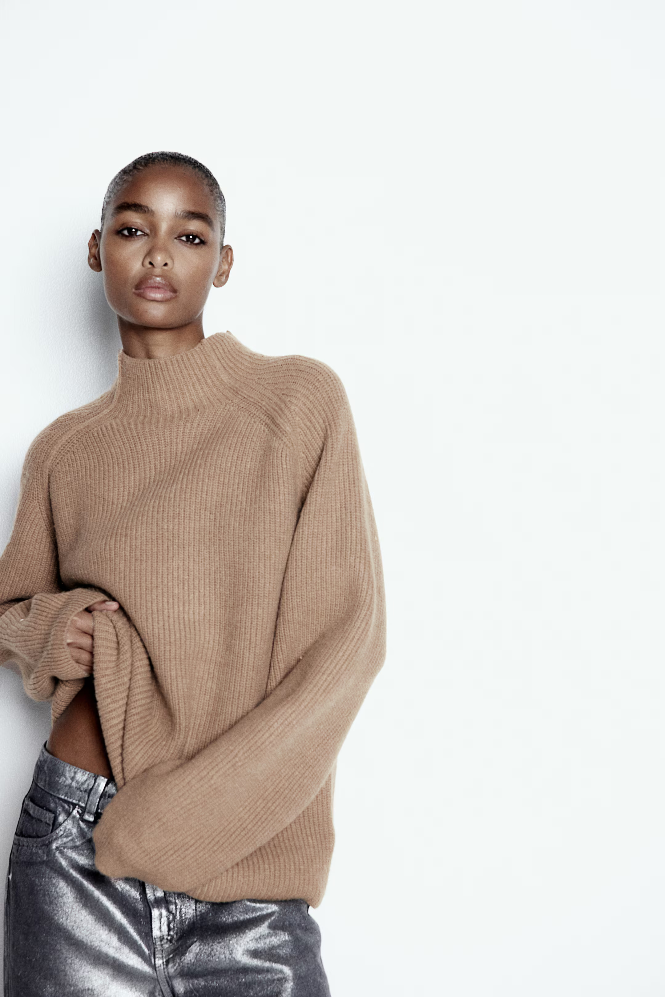 Rib-Knit Mock Turtleneck Sweater | H&M (US + CA)