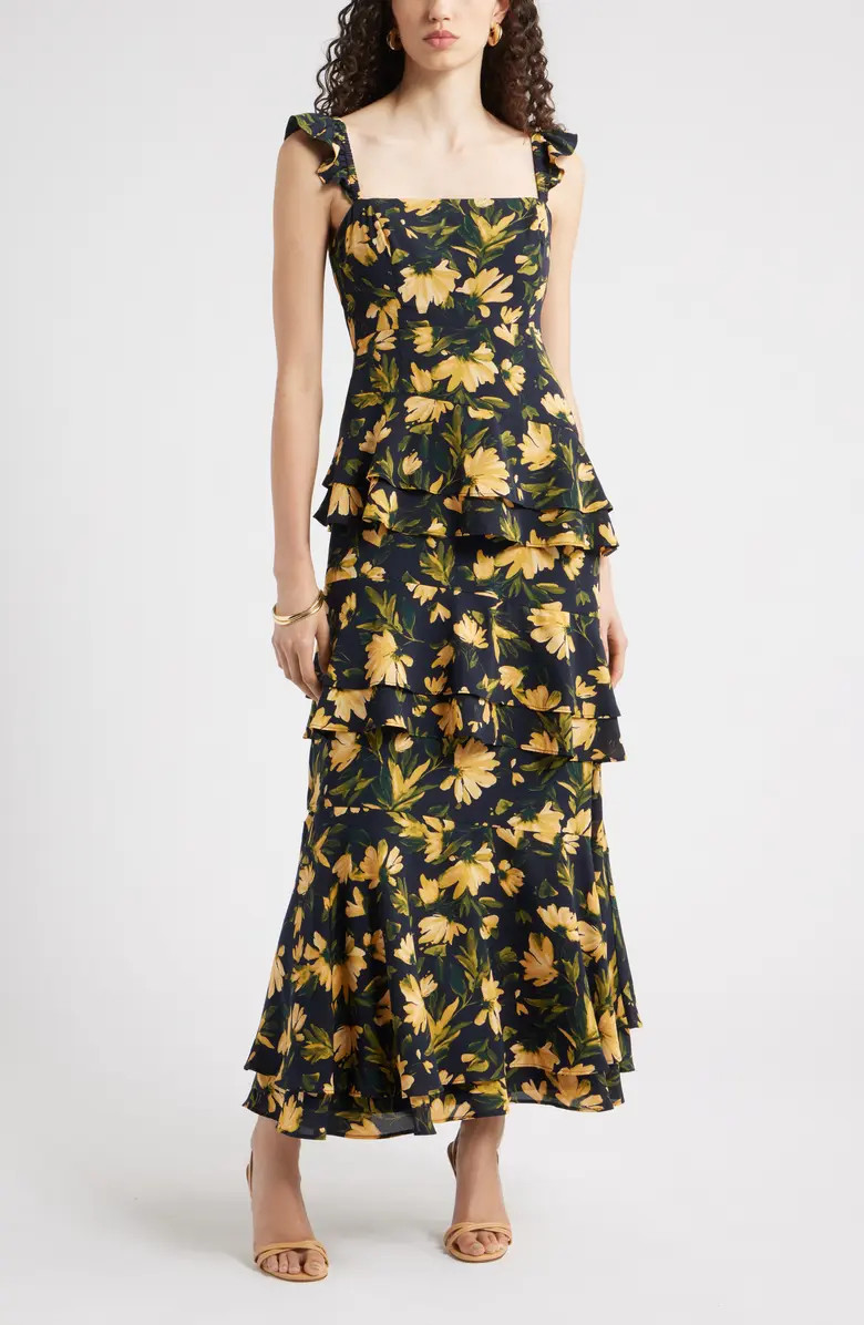 Tiered Asymmetric Ruffle Maxi Dress | Nordstrom