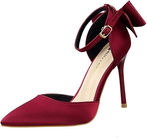 Damen High Heel 10 cm Knöchelriemen Stiletto Closed Toe Kleid Sandalen Kleid Pumps Pumps Pumps P... | Amazon (DE)