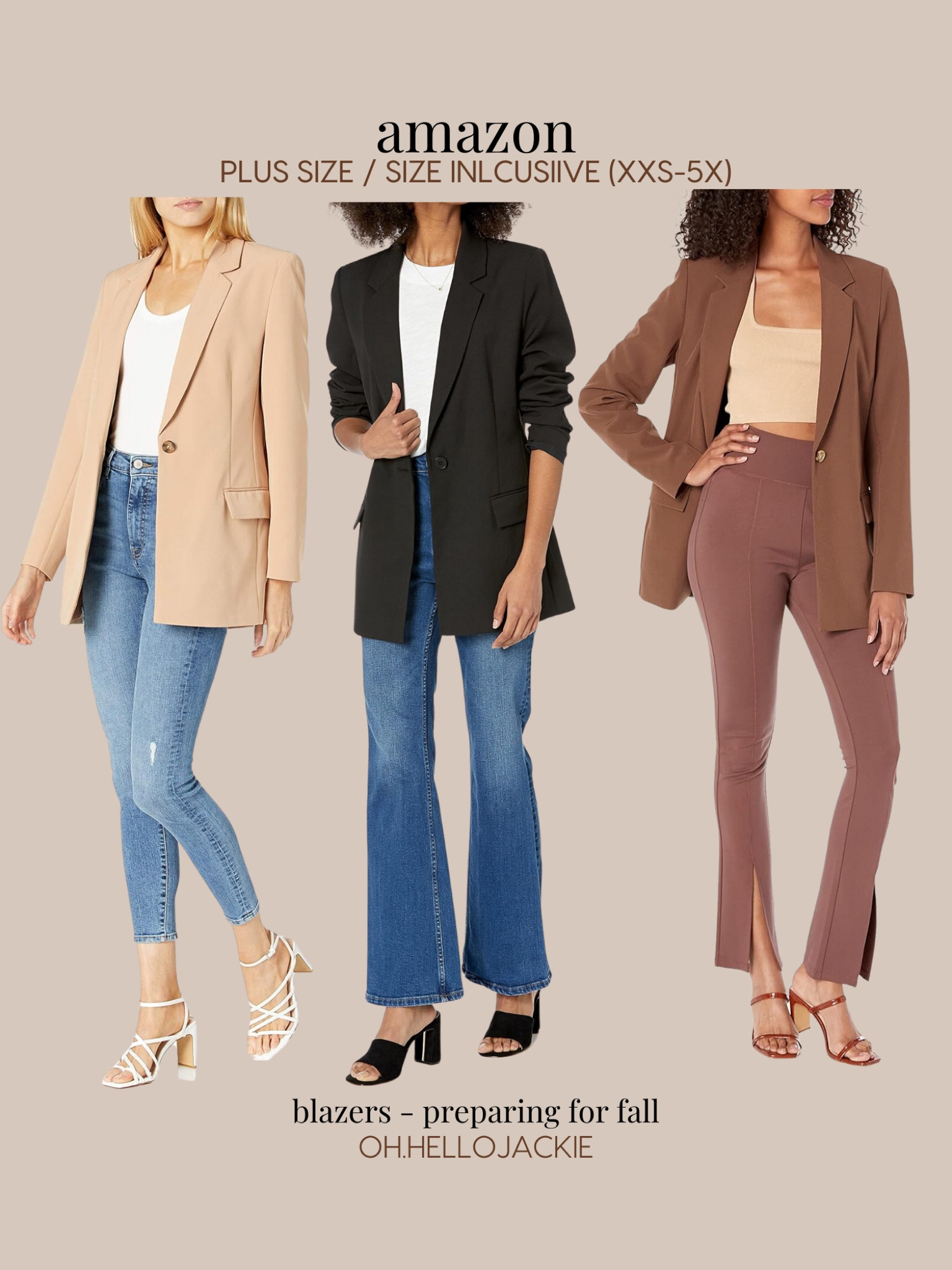 Affordable AMAZON finds! Plus size and size inclusive - XXS to 3X, 4X, 5X TRUE TO US SIZES.

Blazer season is upon us, and these clean lined effortlessly chic neutral blazers will elevate your fall or autumn wardrobe. Also great for layering throughout the year for work wear collection.

Tan beige khaki jacket, black blazer, rich brown coat

#LTKMidsize #LTKPlusSize #LTKFindsUnder100
