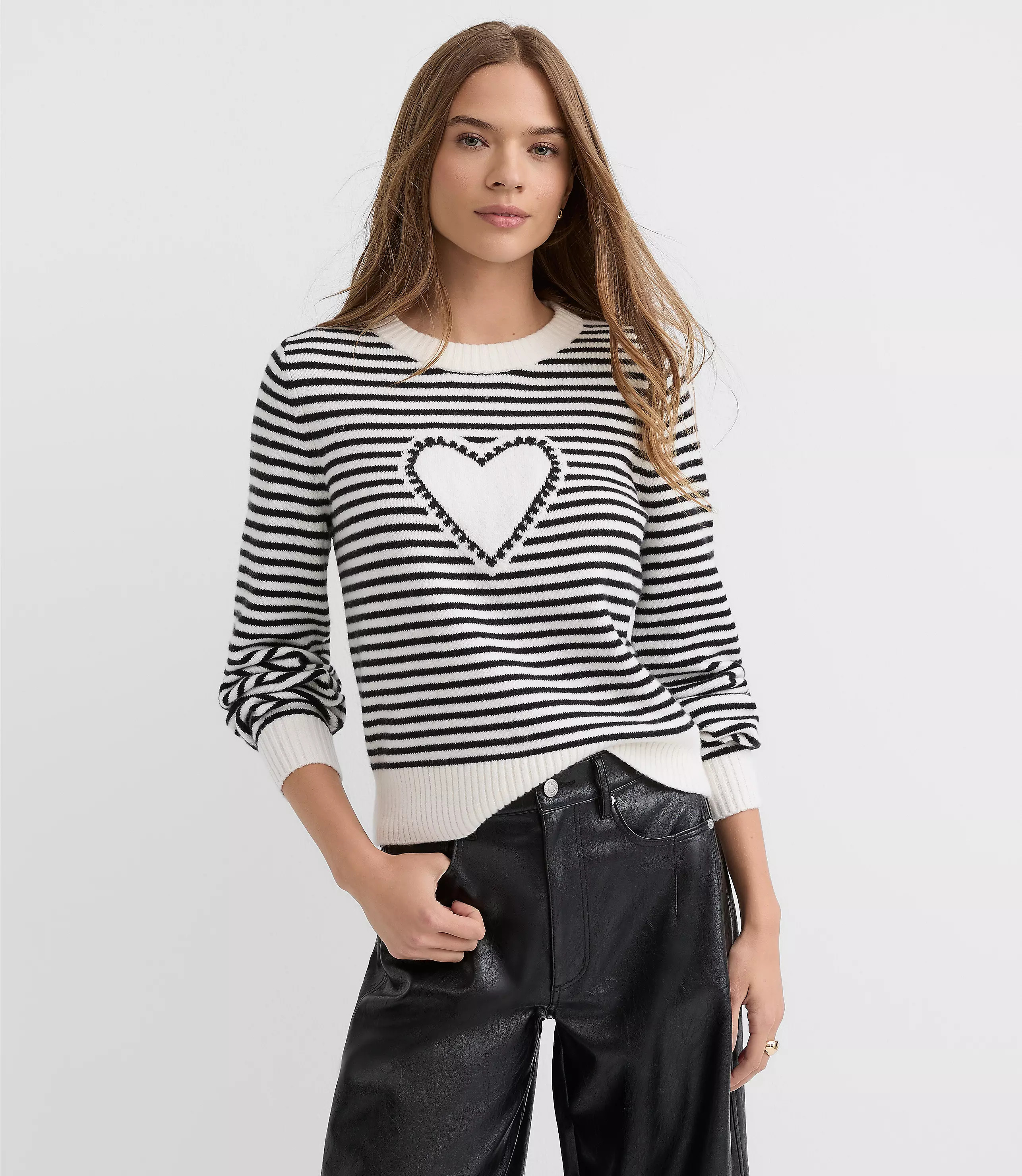 Heart Stripe Blouson Sweater | LOFT