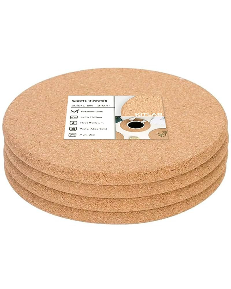 Cork Trivet, 4 Pack High Density Thick Cork Trivets for Hot Dishes, 8 Inch Heat Resistant Large C... | Amazon (US)
