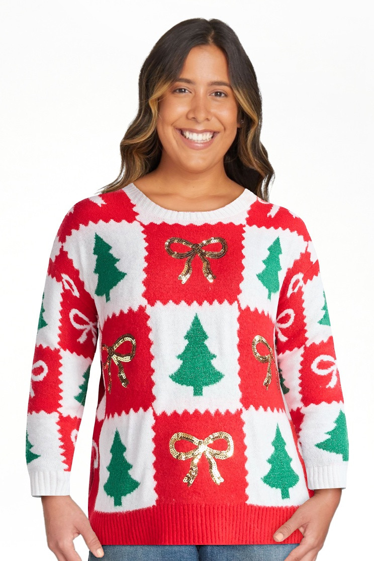 Holiday Time Women's Embellished Pullover Christmas Sweater, Midweight, Sizes XS-XXXL | Walmart (US)