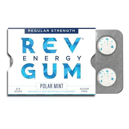 Rev Gum Caffeine Energy Gum | Regular Strength 60mg of Caffeine per Gem | Polar Mint Sugar Free Caff | Walmart (US)