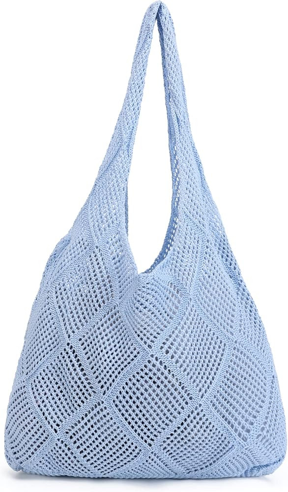 Crochet Mesh Beach Tote Shoulder Handbags Hobo Summer Aesthetic Women's Bag | Amazon (US)