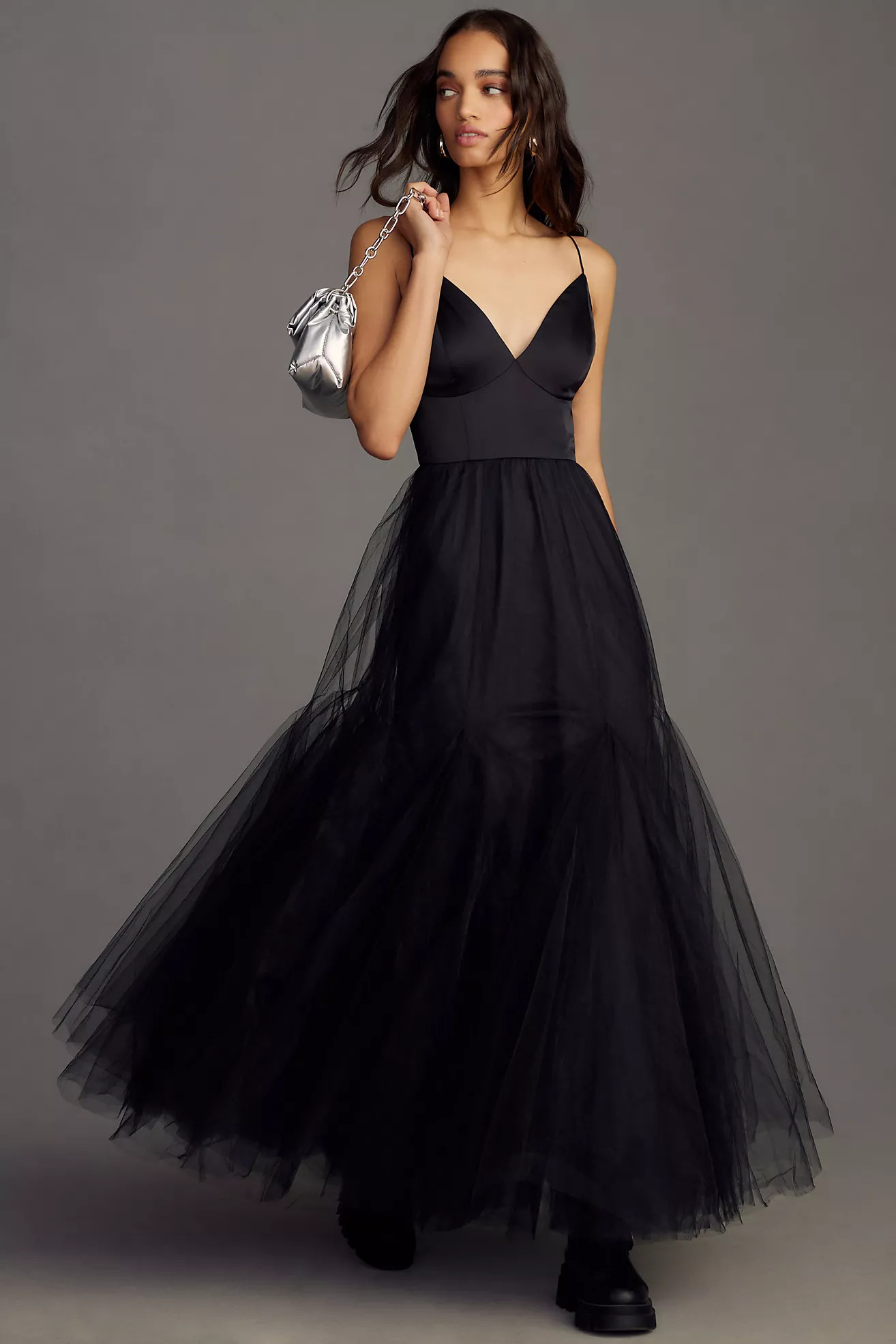 Hutch Lucia V-Neck Tulle Maxi Dress | Anthropologie (US)