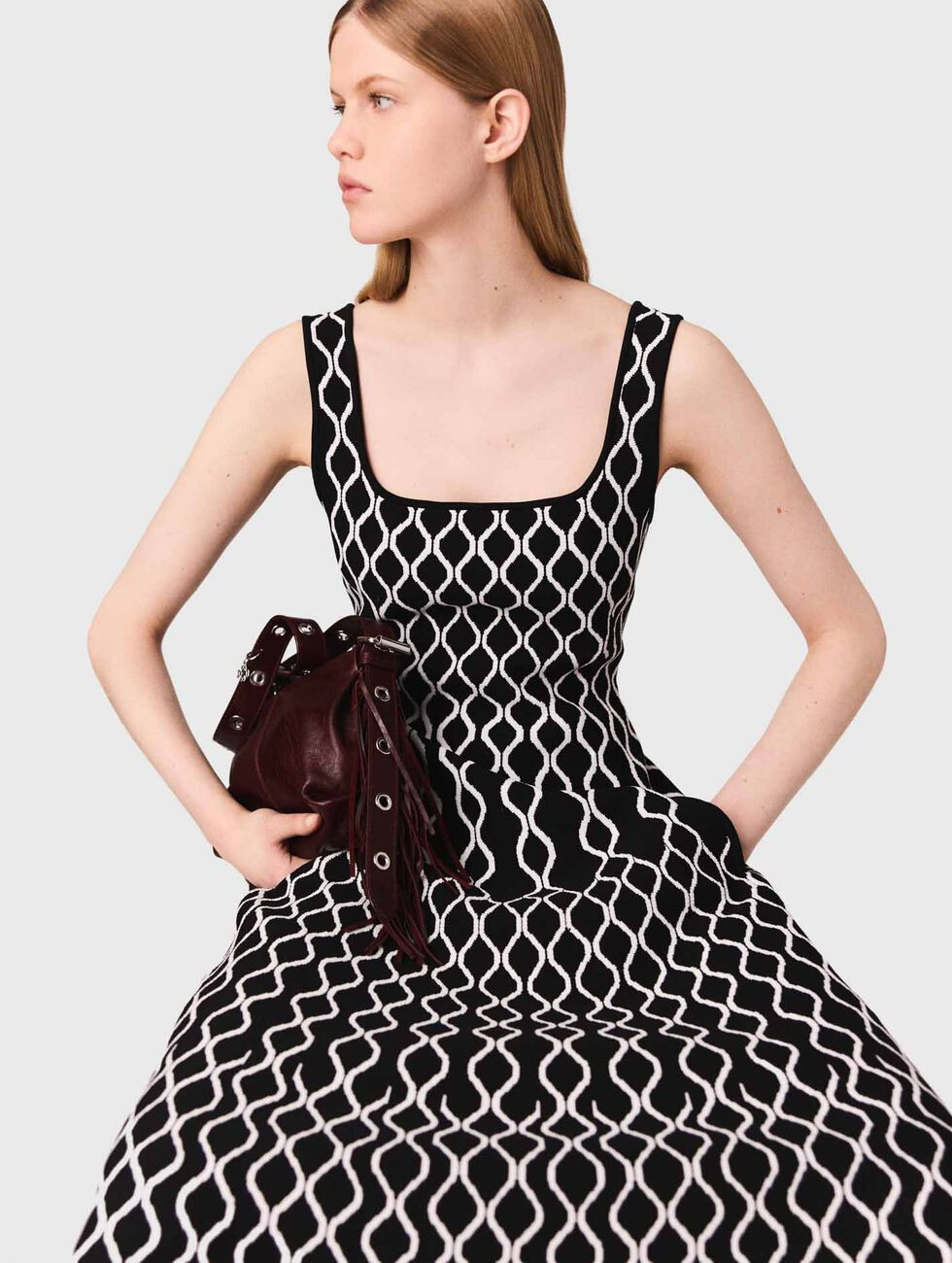 Jacquard knit midi dress Bicolor for Women | Maje | Maje US