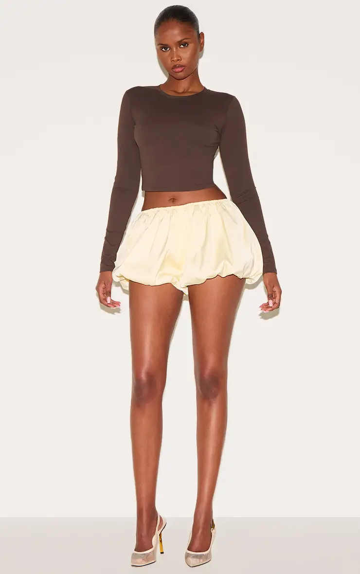Butter Yellow Mini Puffball Shorts | PrettyLittleThing US