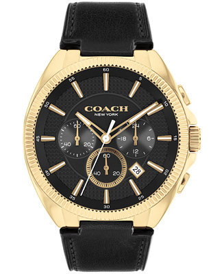 COACH Men's Jackson Black Leather Strap Watch 45mm - Macy's | Macy's