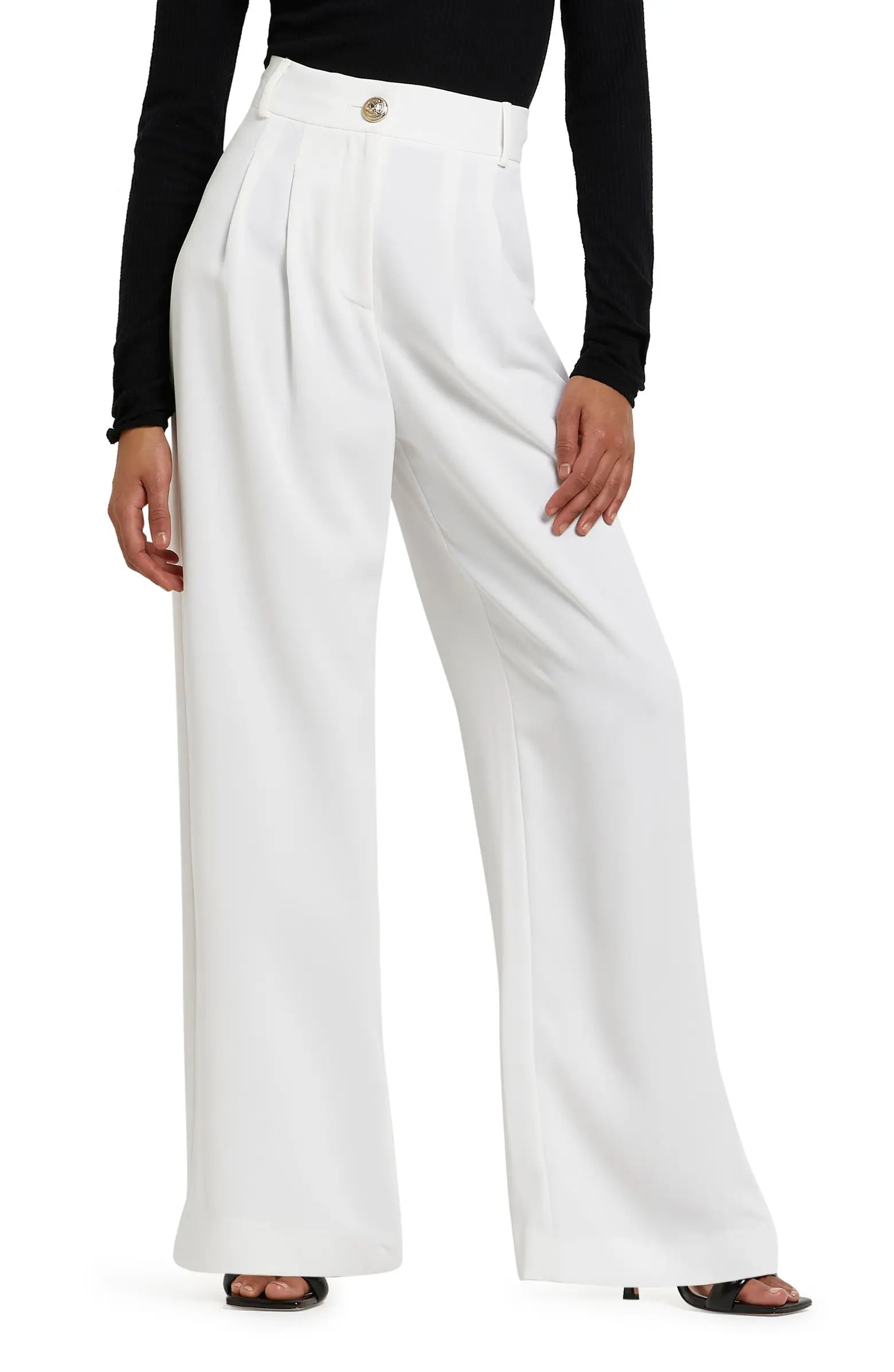 River Island Elastic Waist Wide Leg Pants | Nordstrom | Nordstrom