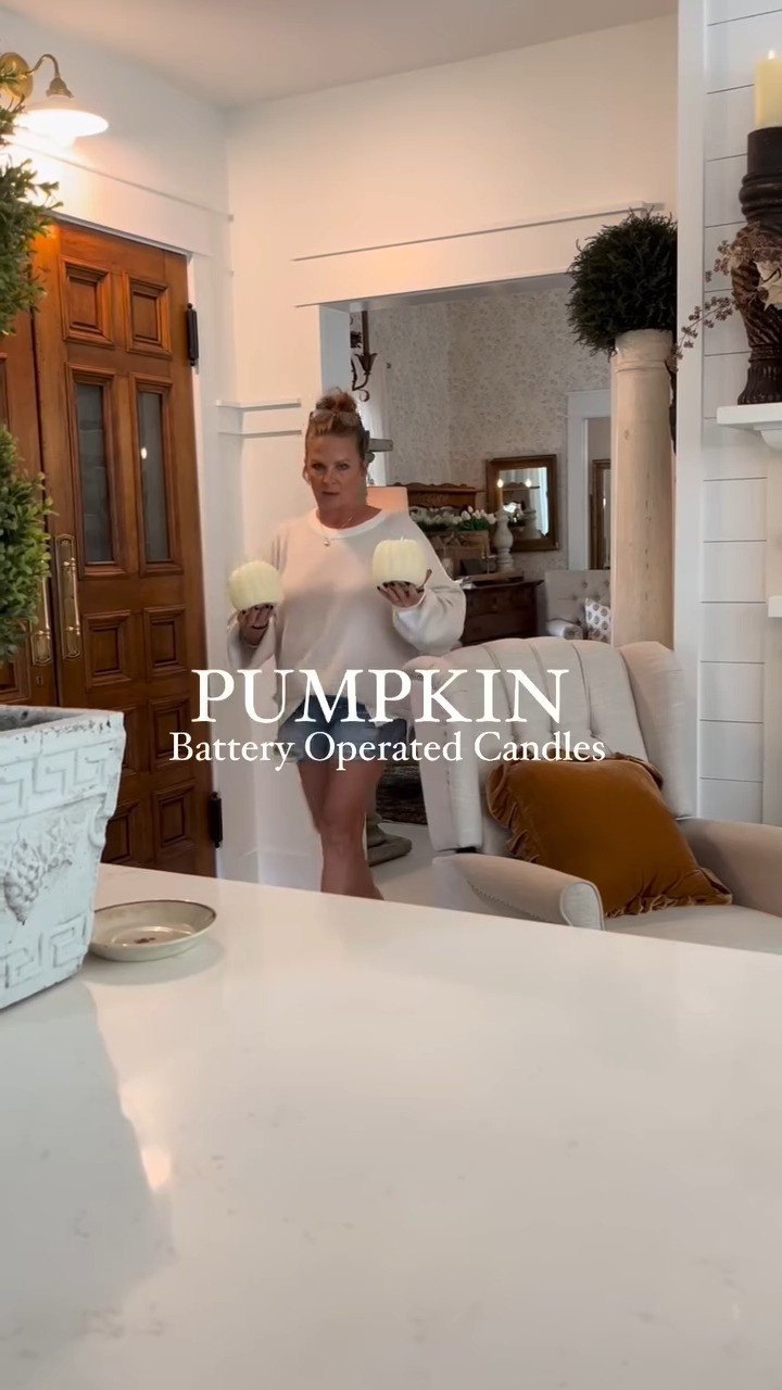 I believe this is our third year using these battery-operated LED pumpkin candles. They are made of real wax so they have a beautiful texture and glow in the evenings.  

 #LTKSeasonal #LTKHome