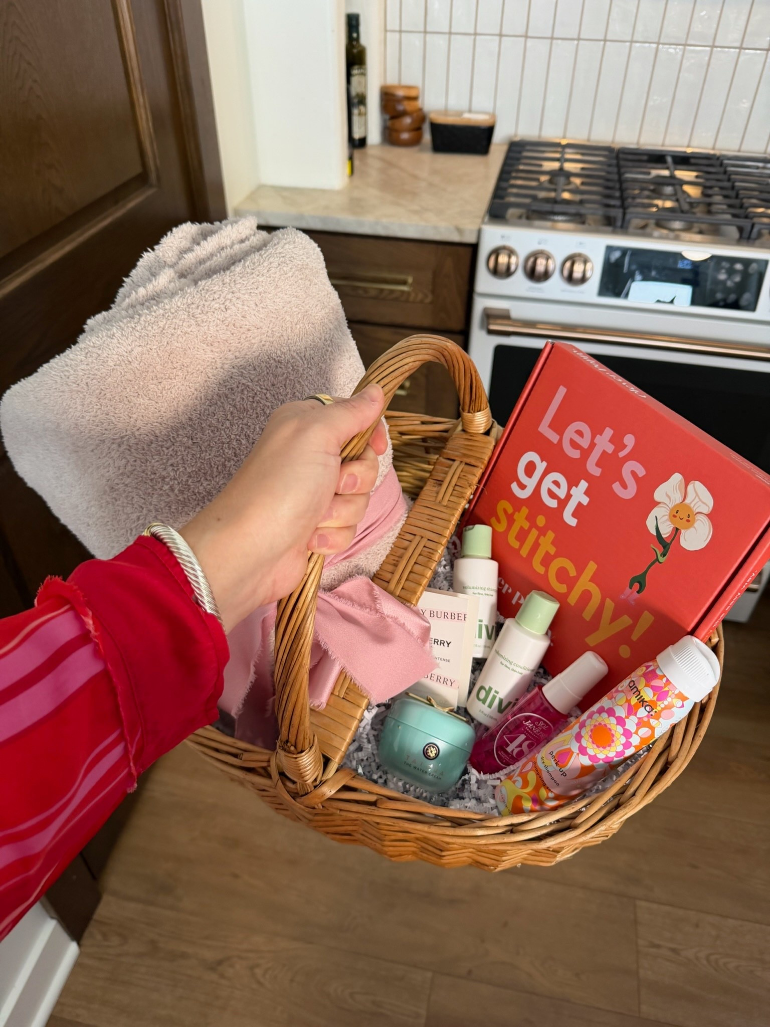 Easy gift basket idea for her! Embroidery kit, split up each gift set for multiple gifts! Perfume discovery set, Divi hair care, the best barefoot dreams blanket, Mila dry shampoo, & tatcha water cream! 

#LTKBeauty #LTKselfcare #LTKGiftGuide