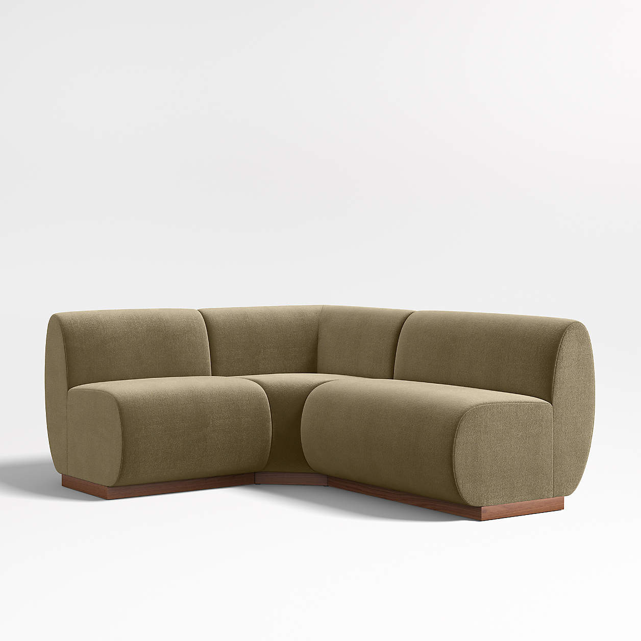 Leandro Hazel Green Single L-Shaped Loveseat Dining Banquette with Square Corner + Reviews | Crat... | Crate & Barrel