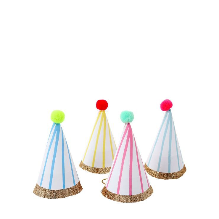 Meri Meri Stripe Pompom Mini Party Hats (Pack of 8) | Target