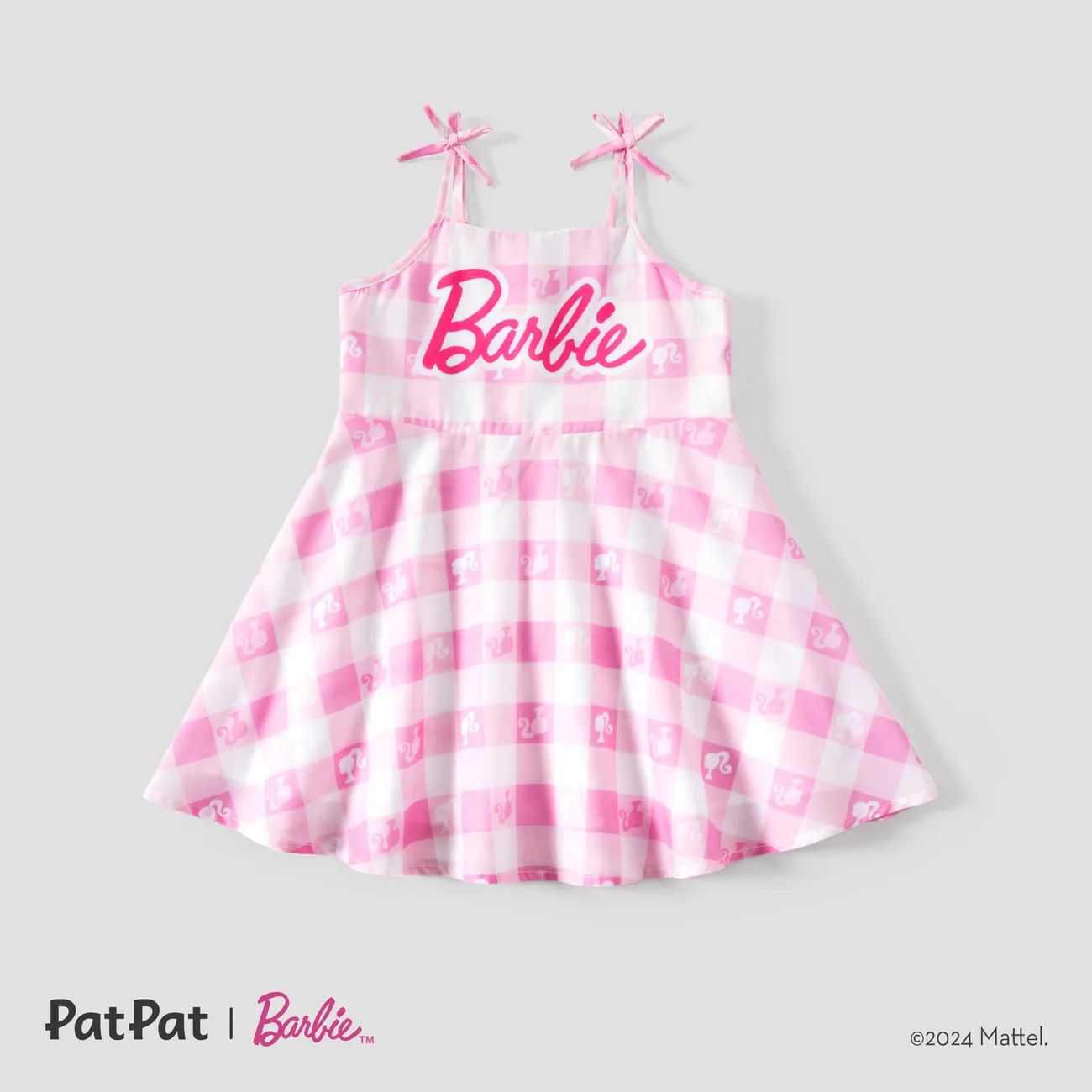 Barbie Mommy and Me Pink Plaid with Logo Print Dress
 Only $17.99 PatPat US | PatPat