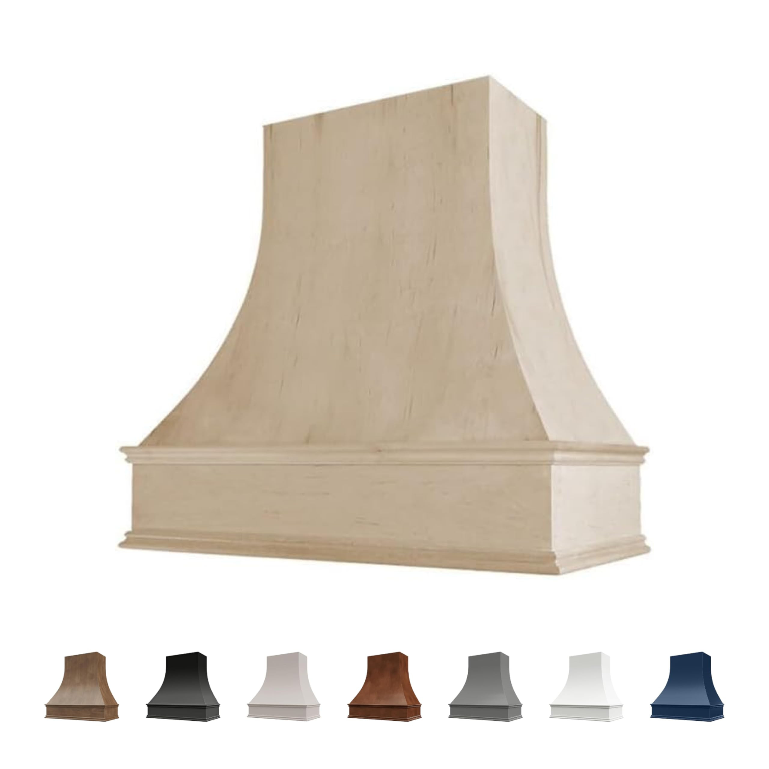 Riley & Higgs Curved Front Unfinished Range Hood Cover With Decorative Molding - Wall Mounted Woo... | Amazon (US)