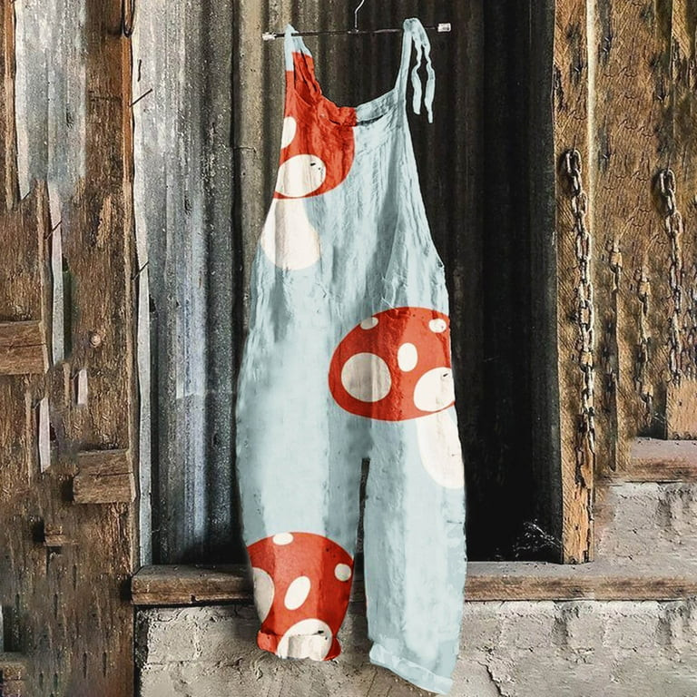 YANHAIGONG Summer Saving Clearance! Women Mushroom Printed Jumpsuit Summer Sleeveless Backless Lo... | Walmart (US)