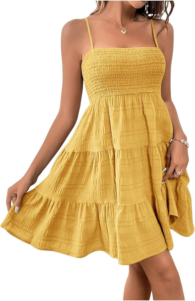 SOLY HUX Women's Summer Smock Cami Mini Dress Sleeveless Swing A Line Short Dresses Graduation Dr... | Amazon (US)