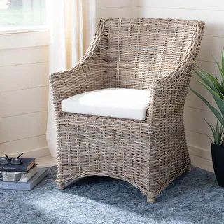 Safavieh Dining Rural Woven St Thomas Wicker Washed-out Brown Wing Back Arm Chair (Assembled - Brown | Bed Bath & Beyond