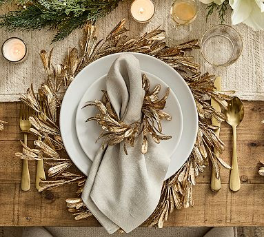 Olive Leaf Napkin Rings - Set of 4 | Pottery Barn (US)
