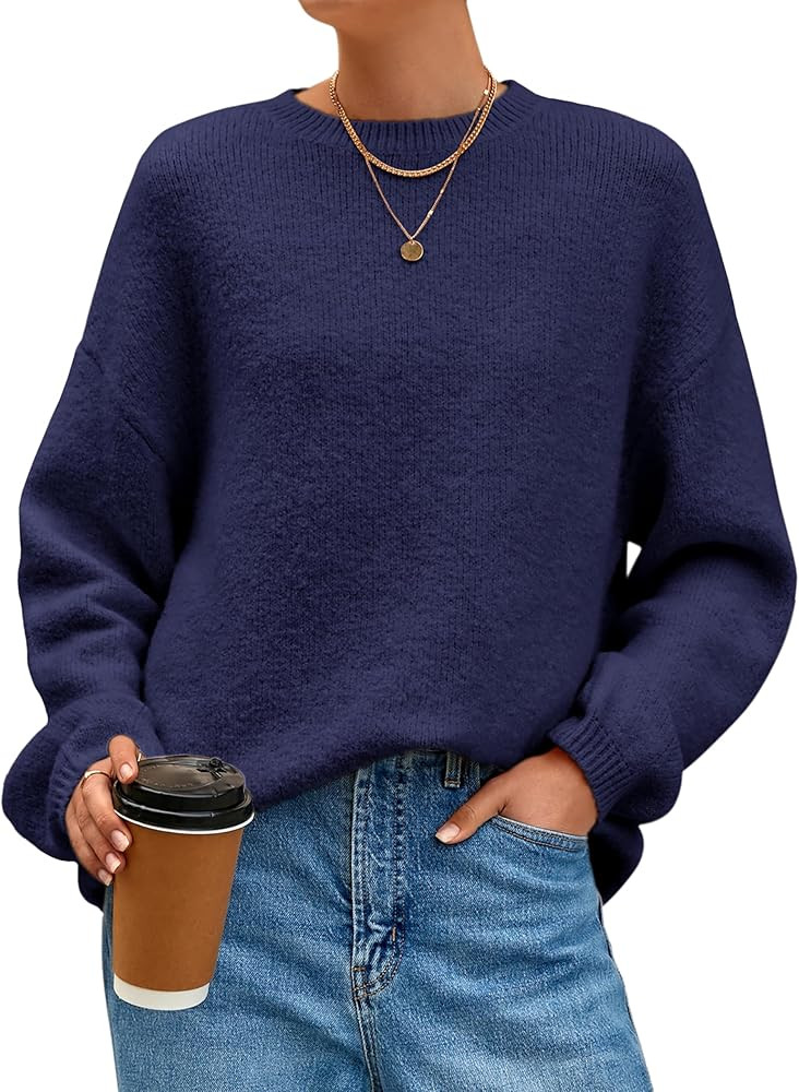 MASCOMODA Long Sleeve Crewneck Pullover Oversized Sweaters for Women Fall 2025 Casual Loose Fuzzy... | Amazon (US)