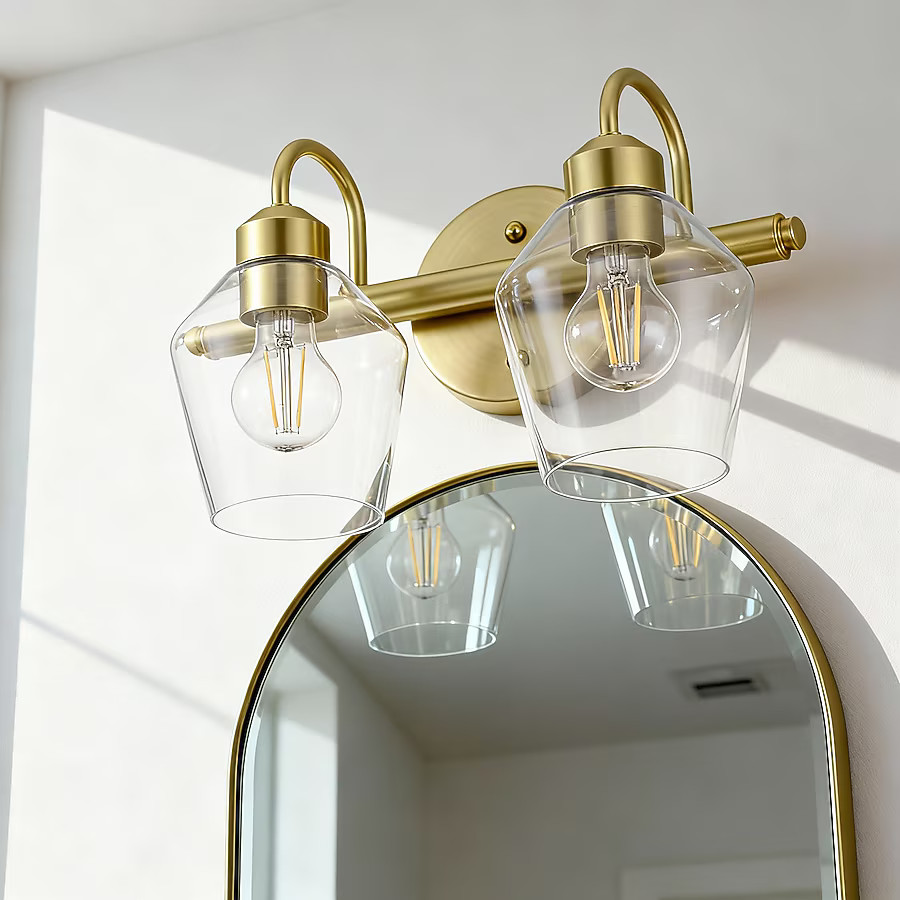allen + roth Merritt 14.75-in 2 -Light Brushed Gold Modern/contemporary Vanity light | Lowe's