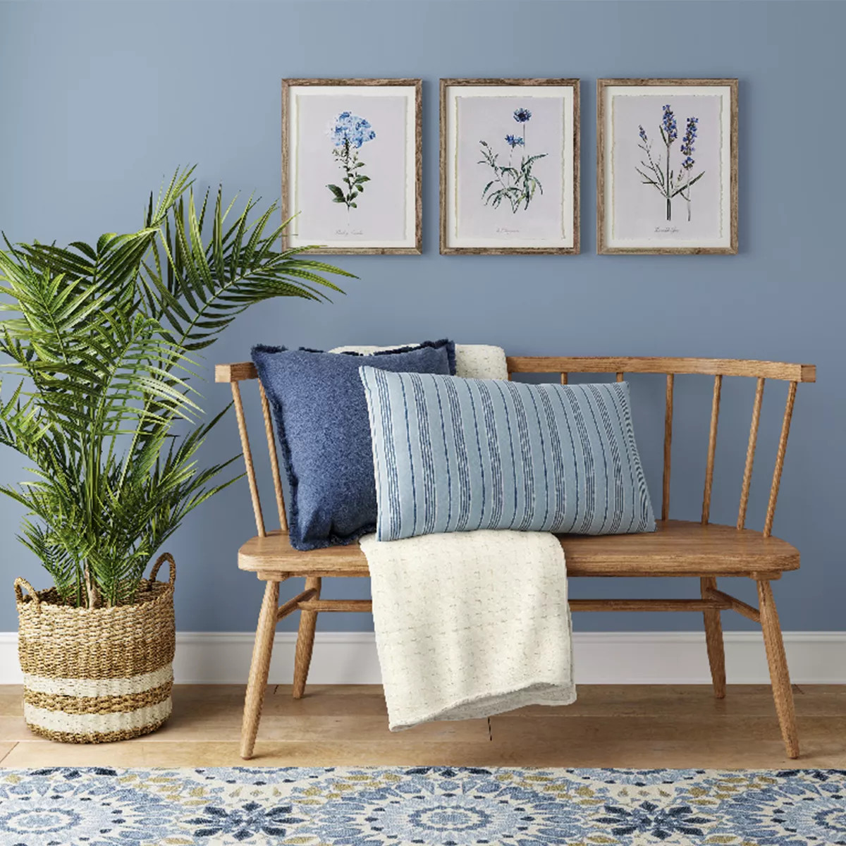 (Set of 3) 16"x20" Framed Vintage Botanicals Decorative Wall Art Natural/Blue - Threshold™ | Target