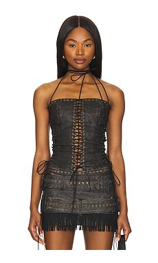 Jaded London Longline Lace Up Halter Corset in Black from Revolve.com | Revolve Clothing (Global)