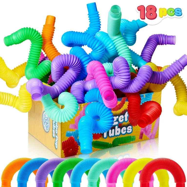SYNCFUN 18 Pack Large Pop Tubes Sensory Toys Up to 27.5" Fidget Tubes Party Favors for Kids Conne... | Walmart (US)