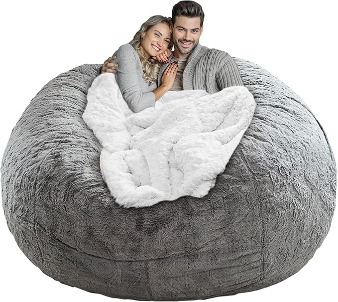 LapEasy Giant Bean Bag Chair Cover(Cover Only,No Filler),Oversized Round Soft Fluffy PV Velvet Wa... | Amazon (US)