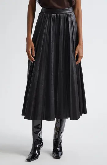 A.L.C. Etta Faux Leather Pleated Midi Skirt in Deepest Brown at Nordstrom Rack, Size 6 | Nordstrom Rack