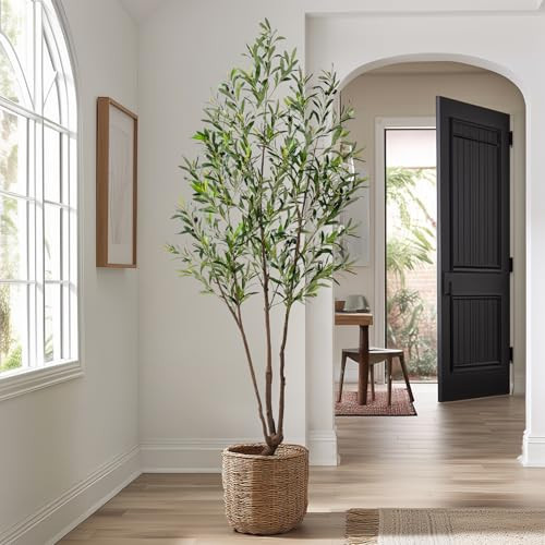 Bailikang 6FT Artificial Olive Tree Artificial Olive Plants, Tall Faux Olive Tree Faux Silk Plant Fake Plant Ultra-Realistic Silk Leaves & Natural Trunk Indoor Outdoor Use | Amazon (US)