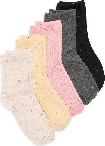 NORDSTROM RACK Assorted 5-Pack Speckle Demi Crew Socks | Nordstromrack | Nordstrom Rack
