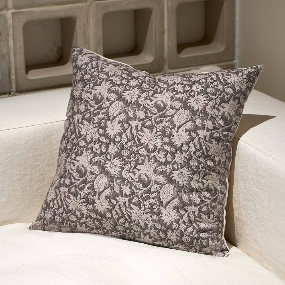 Amor Virisso Throw Pillow Covers 20x20 Floral Pillow Covers Block Print Farmhouse Neutral Pillow ... | Amazon (US)