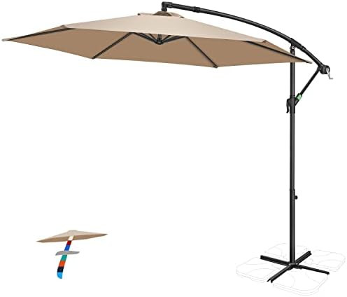 Amazon.com : FRUITEAM 10FT Patio Offset Umbrella Cantilever Umbrella, Large Hanging Market Umbrel... | Amazon (US)
