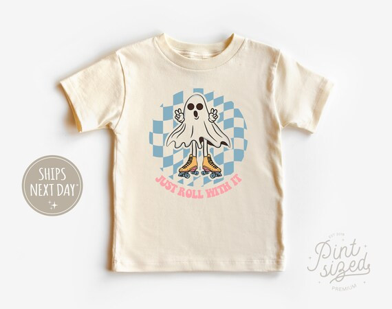 Just Roll With It Toddler Shirt - Retro Halloween Kids Shirt - Ghost Natural Toddler Tee | Etsy (US)