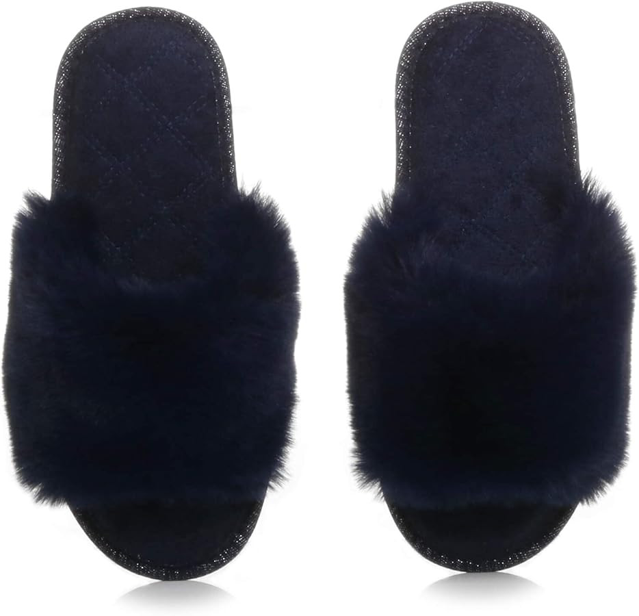 AJVANI Womens ladies fluffy indoor memory foam washable peep toe slippers slides size | Amazon (UK)
