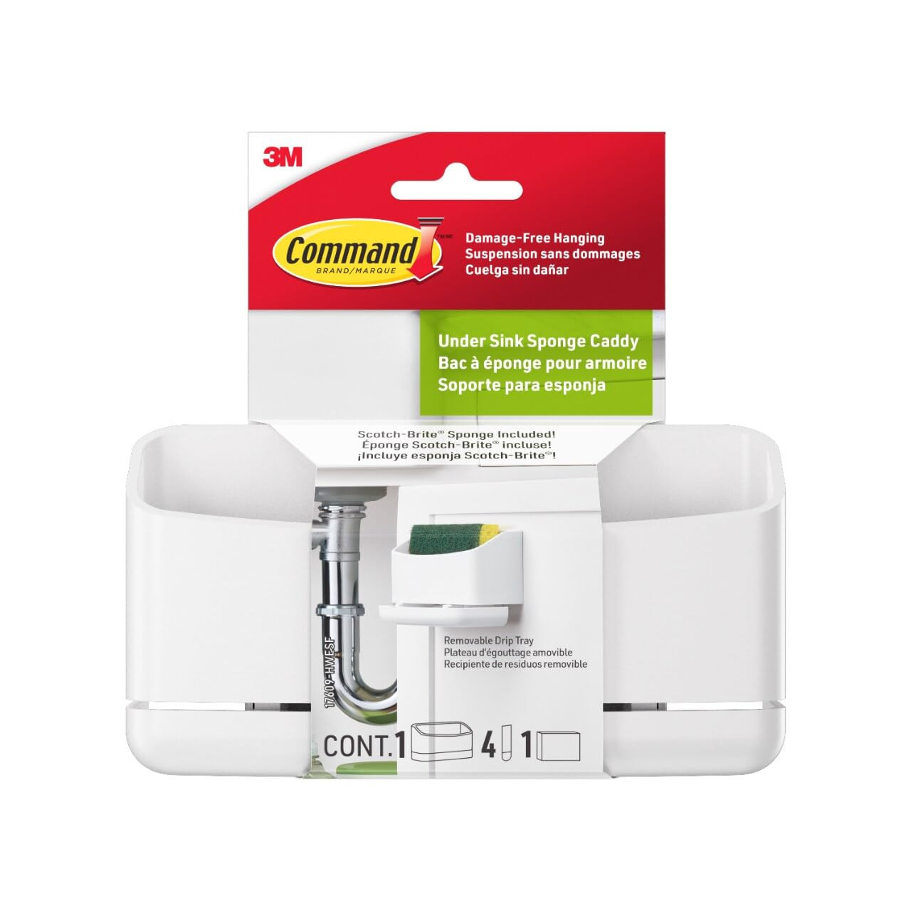 Command™ Under Sink Sponge Caddy, 1 pack per inner | Amazon (US)