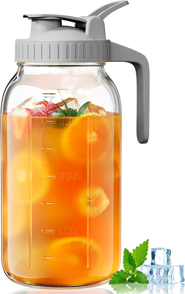 OneDream 64oz Mason Jar Pitcher, Airtight & Leakproof Glass Pitcher with Lid, Perfect for Sun Tea... | Amazon (US)