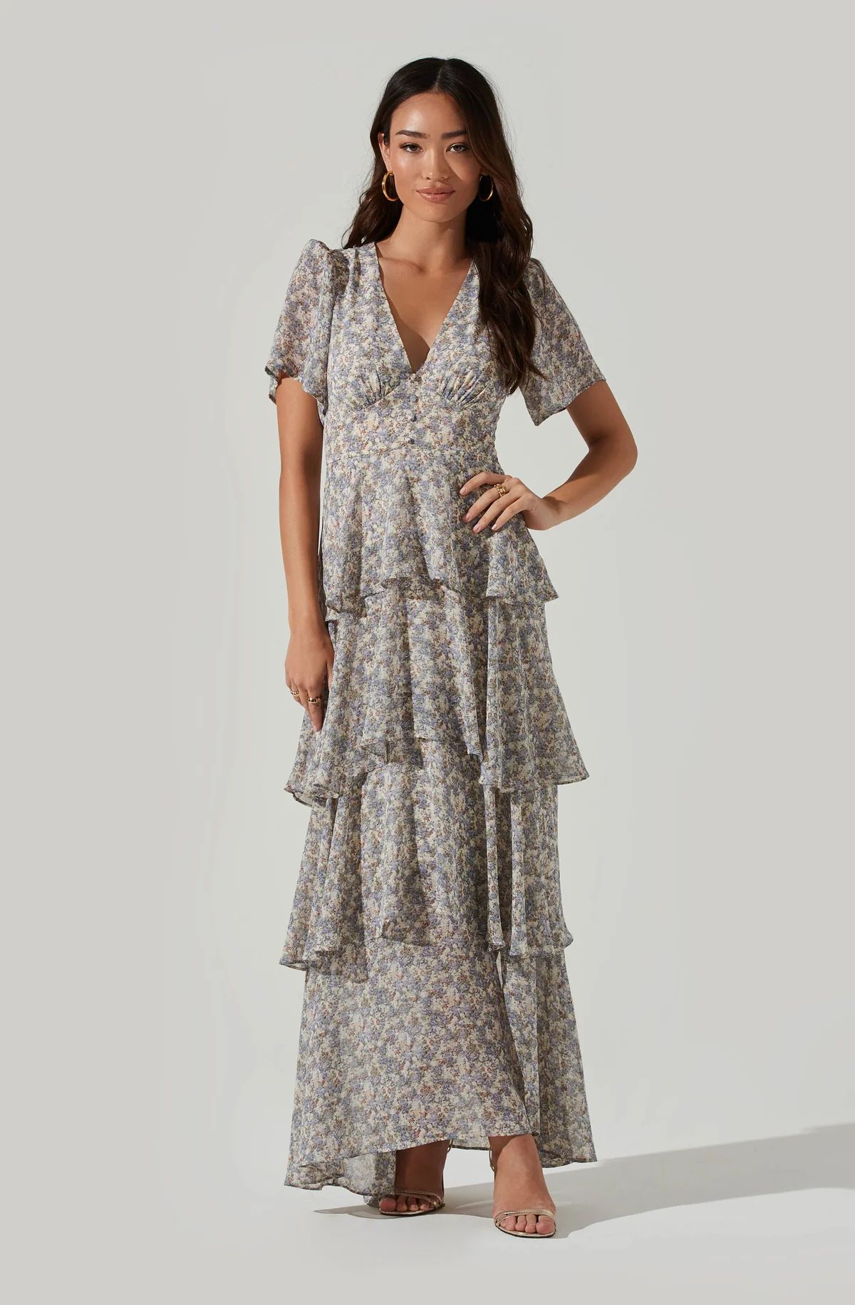 Tayla Floral Chiffon Ruffle Maxi Dress | ASTR The Label (US)