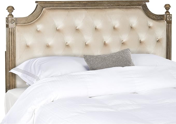 Safavieh Home Collection Tufted Velvet Rustic Oak and Beige Headboard (Queen) | Amazon (US)