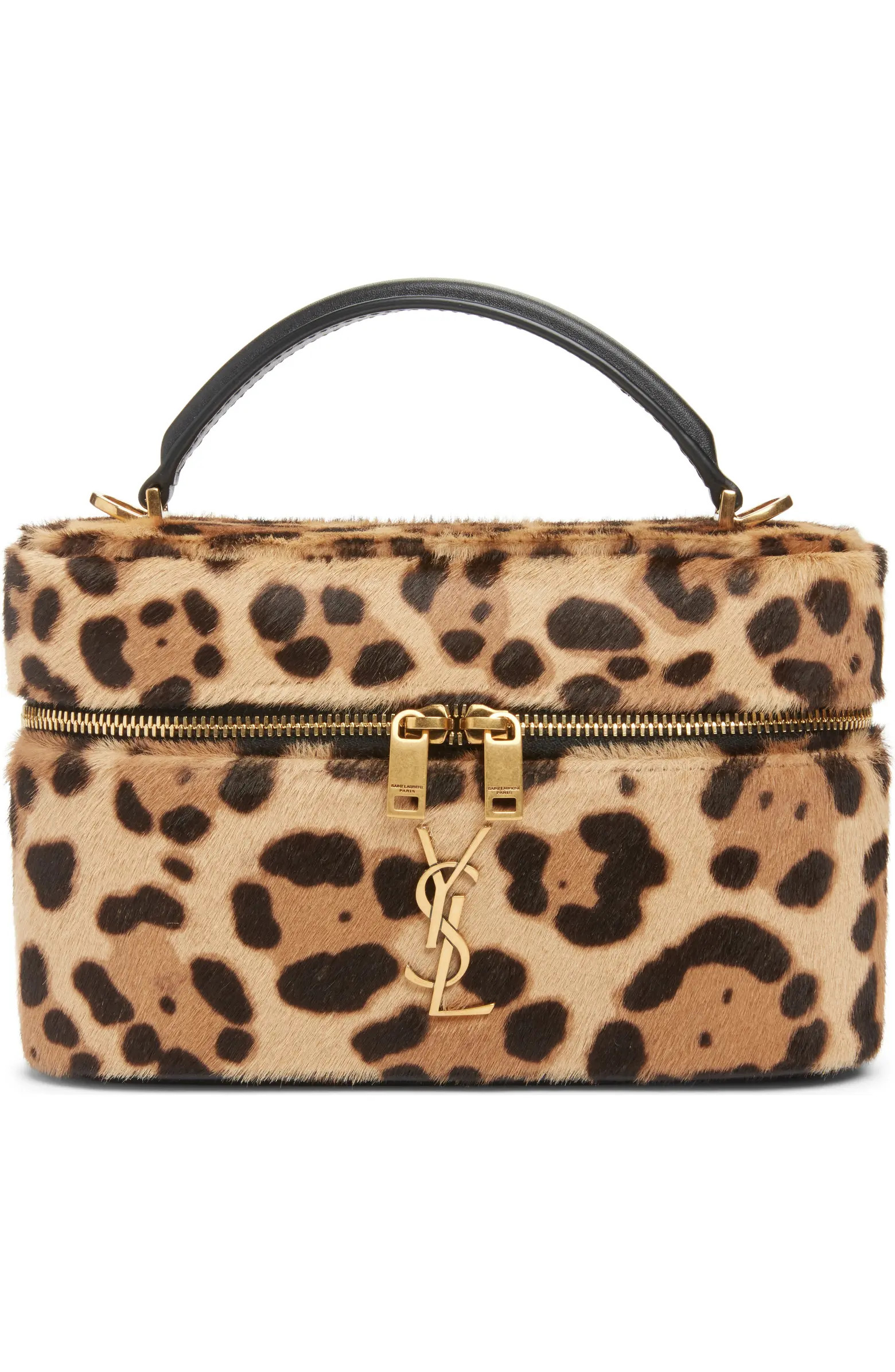 Gaby Leopard Print Genuine Calf Hair Vanity Bag | Nordstrom