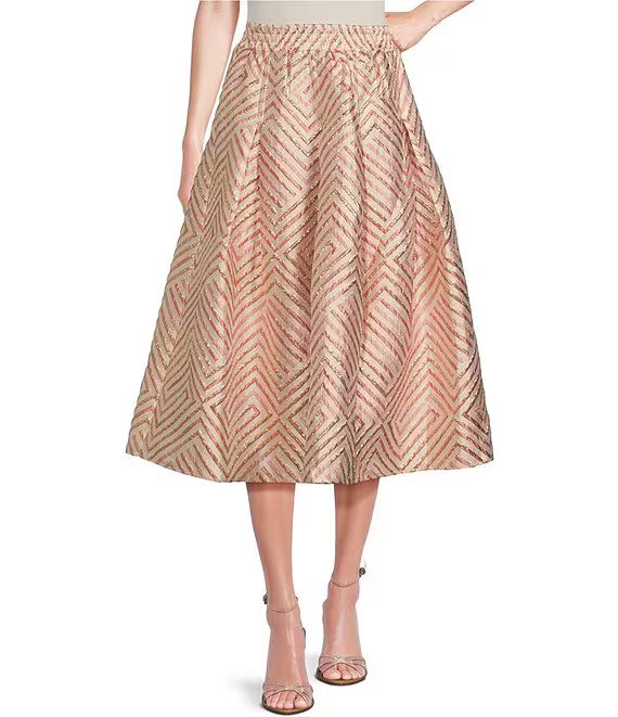 Buru Party Polka Dot Textured Pull-On Pocketed A-Line Coordinating Midi Skirt | Dillard's | Dillard's