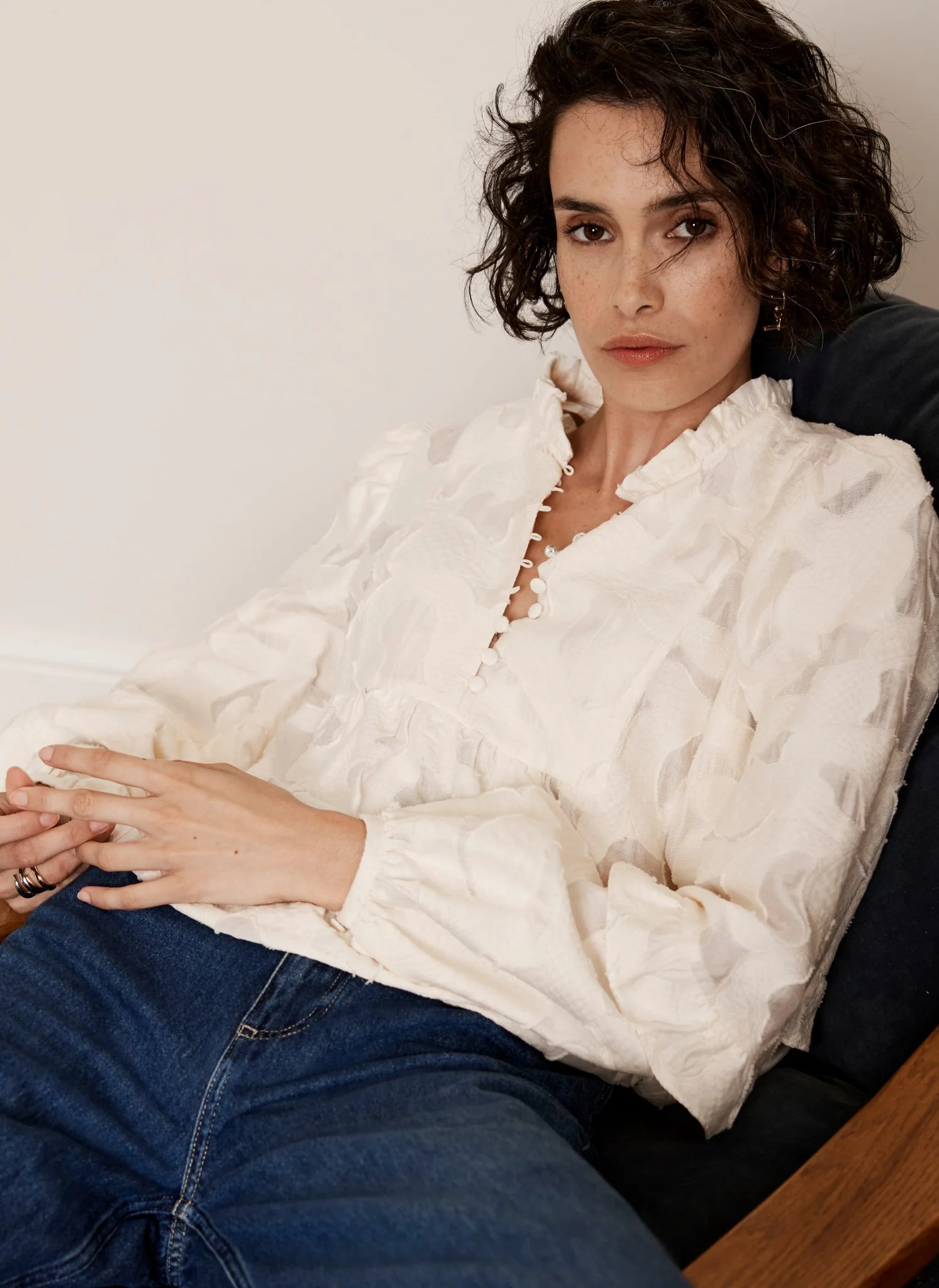 Cream Jacquard Blouse | Mint Velvet